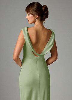 Azazie Kieryn 신부 들러리 드레스 인어 주름진 스트레치 새틴 바닥 길이 드레스 image2