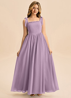 Azazie Delia Junior Abito A-Line in Chiffon Fiocco Glicine image3