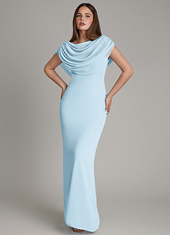 Azazie Hadley Bridesmaid Dresses Sky Blue Mermaid Pleated Chiffon Dress image1