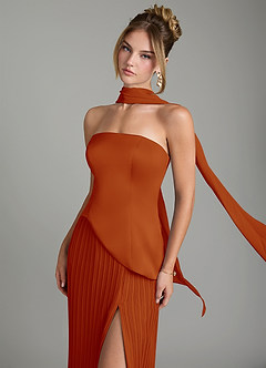 Azazie Tierney Vestidos de damas de honor Vestido Pimenton de Gasa de Línea A Convertible con Palabra de honor image7