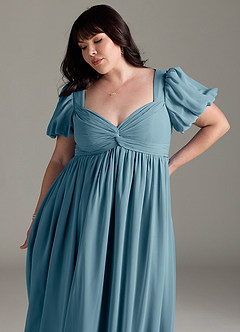 Azazie Madisynn Maternity Bridesmaid Dresses Bow Chiffon Floor-Length Dress image9