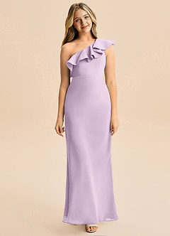 Azazie Alissa Junior Linia A Marszczony Szyfon Długość podłogi Młodsza druhna Sukienka image5