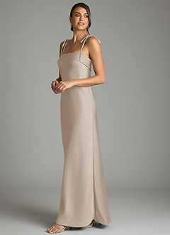 Azazie Ellia Brudtärnklänningar Klä av Tubklänning i Stretch Satin Rosett Frost image4