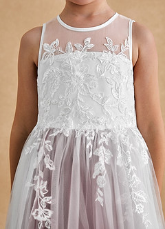 Azazie Bitsy Flower Girl Dresses Ivory Cabernet A-Line Lace Tulle Dress image6