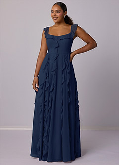 Barbie ♥ Azazie Bridesmaid Dresses Dark Navy A-Line with Pockets Chiffon Dress image9