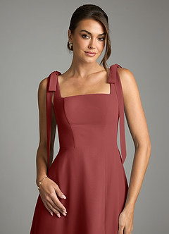 Azazie Debra Bridesmaid Dresses Terracotta A-Line with Pockets Chiffon Convertible Dress image2