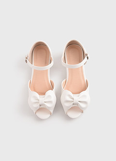 front Tacones de bloque con lazo y punta abierta para niña