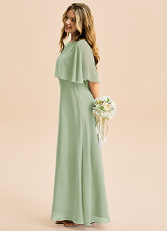 Azazie Maris Junior Robe Trapèze en Mousseline de soie Vert Sauge image3