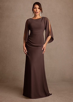 Azazie Anaheim Mother of the Bride Dresses Ganache A-Line Pleated Chiffon Dress image1