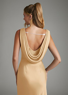 Azazie Elena Bridesmaid Dresses Gold Mermaid Pleated Stretch Satin Dress image6