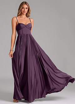Azazie Akiko Bridesmaid Dresses Plum A-Line Sweetheart Neckline Stretch Satin Dress image5
