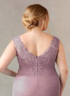 Azazie Edelin Mother of the Bride Dresses Dusty Rose A-Line Sweetheart Neckline Pleated Mesh Dress image13