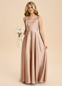 Azazie Popsy Junior Abito A-Line in Raso Elasticizzato Fiocco Rosa Inglese image5