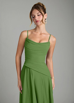 Azazie Gabriela Bridesmaid Dresses Basil A-Line Corset Chiffon Dress image9