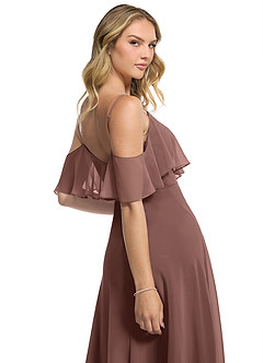 Azazie Jean Brautjungfernkleider Wandelbar A-Linie Chiffon Kleid Espresso image7