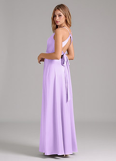 Azazie Evalleen Bridesmaid Dresses Lilac A-Line Pleated Stretch Satin Dress image7