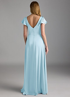 Azazie Omari Bridesmaid Dresses Sky Blue A-Line Stretch Satin Dress image2