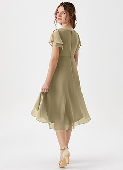 Azazie Graciela Junior Moss Green A-Line Pleated Chiffon Dress image6