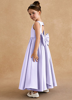 Azazie Bettie Robe Demoiselle D'honneur Fillette Robe Trapèze en Mat Satiné Arc Lilas image3