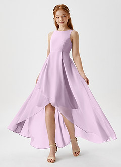 Azazie Lizette Junior Frosted Lilac A-Line Pleated Chiffon Dress image1