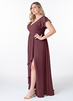 Azazie Omari Bridesmaid Dresses Sangria A-Line Chiffon Dress image9