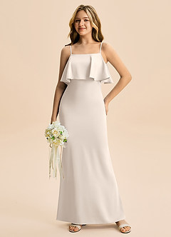 Azazie Galene Junior White Alabaster Mermaid Stretch Satin Dress image3