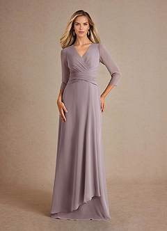 Azazie Mayfield vestidos de madre de la novia Vestido de Atardecer de Gasa de Corte En A con Plisado image1