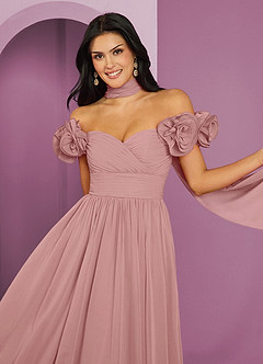 Barbie ♥ Azazie Vestidos de damas de honor Vestido de Rosa Polvorienta de Gasa de Corte en A Convertible con Vestidos sin tirantes image16