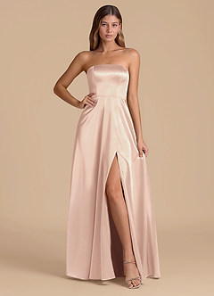 Azazie Wren Bridesmaid Dresses English Rose A-Line Strapless Metallic Satin Dress image1