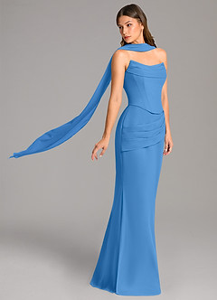 Azazie Sorrel Robes de demoiselle d'honneur Robe Sirène en Mousseline de soie Corset Geai Bleu image3