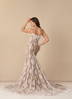 Azazie Katherine Wedding Dresses Diamond White Cocoa Mermaid Off the Shoulder Tulle Dress image7