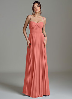Azazie Catie Bridesmaid Dresses Salmon Pink A-Line Sweetheart Neckline Chiffon Dress image4