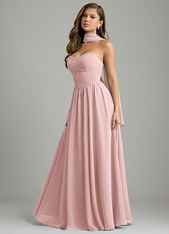 Azazie Tammy Bridesmaid Dresses Powder Pink A-Line Corset Chiffon Dress image7