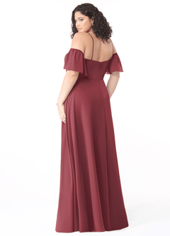 Azazie Sue Robes de demoiselle d'honneur Robe Trapèze Convertible en Mousseline de soie Épaule décolletée Merlot image10