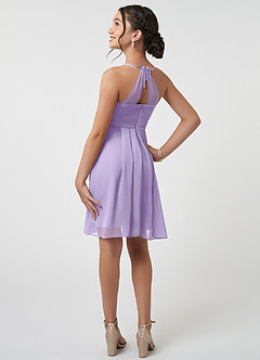 Azazie Ginny Junior A-Linie Plissee Chiffon Kleid Flieder image4