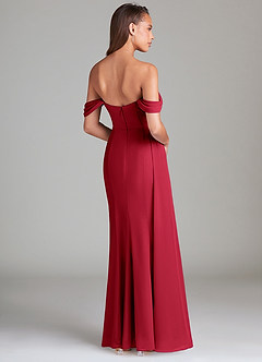 Azazie Amyra Bridesmaid Dresses Scarlet Sheath Off the Shoulder Chiffon Convertible Dress image5