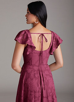 Azazie Bondi Bridesmaid Dresses Mulberry A-Line Side Slit Floral Burnout Dress image5