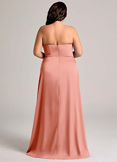 Azazie Wren Bridesmaid Dresses Coral A-Line Strapless Stretch Satin Convertible Dress image9