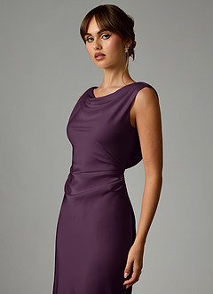 Azazie Kieryn Robes de demoiselle d'honneur Robe Sirène en Satin extensible Plissée Prune image6