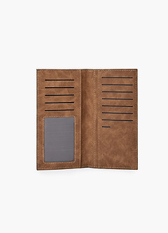 front Men's Marbled Matte Leather Long Wallet