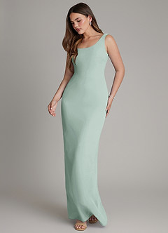 Azazie Hadley Brautjungfernkleider Meerjungfrau-Linie Plissee Chiffon Kleid Agave image4