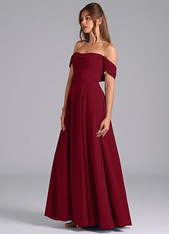 Azazie Almina Jurken voor bruidsmeisjes Converteerbaar Jurk van Chiffon met A-Lijn Off the Shoulder Bourgondië image6