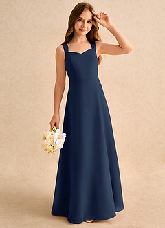 Azazie Makani Girls Formal Flower Girl Dresses Dark Navy A-Line Sweetheart Neckline Chiffon Dress image4
