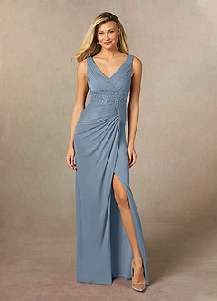 Azazie Winona Mother of the Bride Dresses Dusty Blue Mermaid Sequins Mesh Dress image6