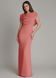 Azazie Hadley Bridesmaid Dresses Antique Rose Mermaid Pleated Chiffon Dress image2