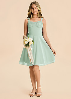Azazie Arie Junior Agave A-Line Ruched Chiffon Dress image1