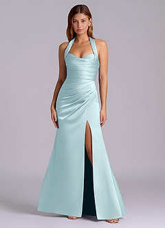 Azazie Destiny Bridesmaid Dresses Cloud Blue Mermaid Sweetheart Neckline Stretch Satin Dress image4