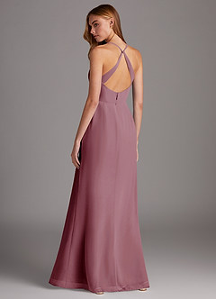 Azazie Manila Brautjungfernkleider Etui V-Hals Chiffon Kleid Vintage Mauve image2
