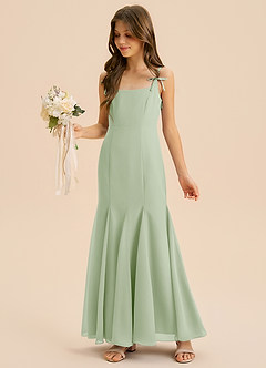 Azazie Evey Junior Dusty Sage Mermaid Pleated Chiffon Dress image1