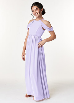 Azazie Seneca Junior Lilac A-Line Off the Shoulder Chiffon Dress image4